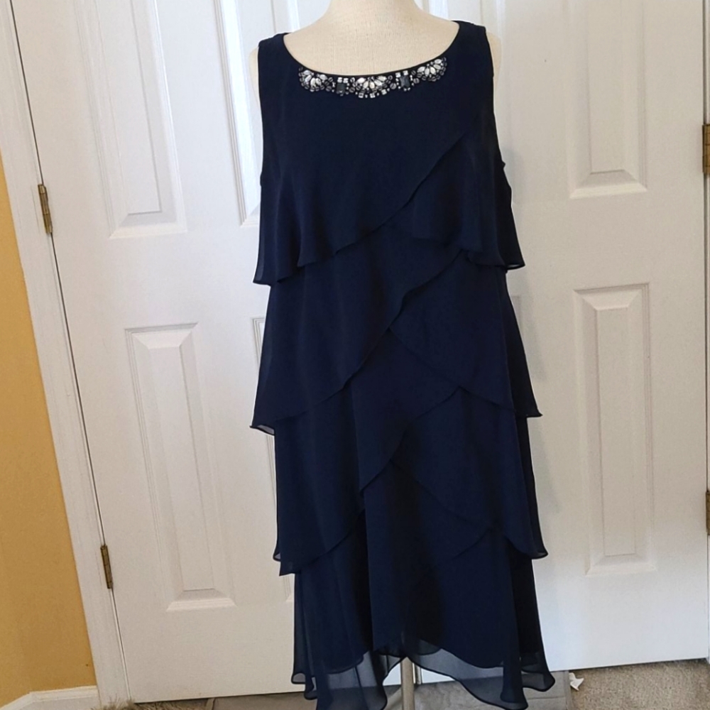 Beautiful navy cocktail dress with shawl